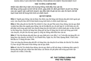 Quyết định 149-TTg/TN thu thêm khoản thu phí (ngoài cước phí vận chuyển) hàng hóa vận chuyển trong tình hình có chiến tranh