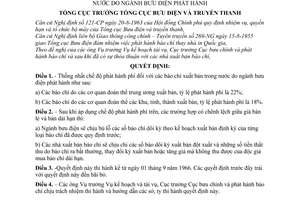 Quyết định 619-QĐ  thống nhất chế độ phát hành phí đối với báo chí xuất bản trong nước do ngành bưu điện phát hành