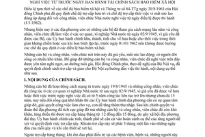 Thông tư 11-NV chế độ trợ cấp công nhân viên chức kháng chiến đã nghỉ việc trước ngày ban hành tài chính sách bảo hiểm xã hội