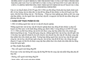 Thông tư liên bộ 13-TT/LB hướng dẫn quy định cụ thể thi hành cung cấp thực phẩm người làm vận tải xếp dỡ hướng dẫn Quyết định số 84-CP