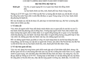 Thông tư 3398-V8/3 chế độ cán bộ đồng bào miền Nam chết ở miền Bắc hướng dẫn Thông tư số 07-NV