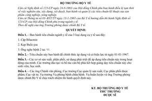 Quyết định 26-BYT/QĐ  tiêu chuẩn ngành của 3 loại dụng cụ y tế