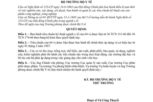 Quyết định 50-BYT/QĐ  tiêu chuẩn ngành của 64 vị dược liệu