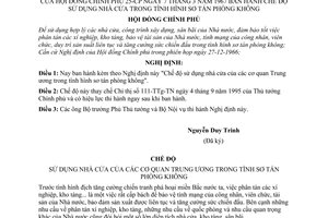 Nghị định 25-CP chế độ sử dụng nhà cửa trong tình hình sơ tán phòng không