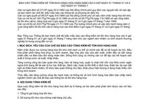 Chế độ 254-TCTK/TN báo cáo tổng kiểm kê tồn kho hàng hóa hàng năm