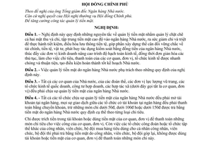 Nghị định số 75-CP quy định về quản lý tiền mặt