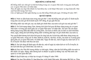 Quyết định 121-CP tính lịch quản lý lịch của Nhà nước