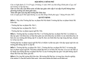 Quyết định 128-CP chia Trường đại học sư phạm Hà Nội thành 3 trường đại học sư phạm