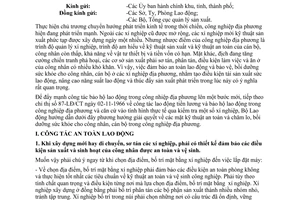 Thông tư 284-LĐ/BH kỹ thuật an toàn bảo hộ lao động xí nghiệp địa phương