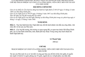 Nghị định 49-CP chế độ trách nhiệm vật chất của công nhân viên chức đối với tài sản của Nhà nước