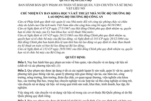 Quyết định 83-KHKT/QĐ/LB quy phạm an toàn bảo quản, vận chuyển sử dụng vật liệu nổ