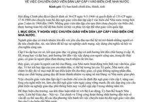 Thông tư liên tịch 13-TT/LB chuyển giáo viên dân lập cấp I vào biên chế Nhà nước