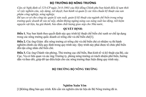 Quyết định 407-QĐ/CB quy trình kỹ thuật chế biến chè xanh sơ chế