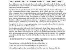 Chỉ thị 20-TTg/VG công tác giáo dục miền núi những năm tới