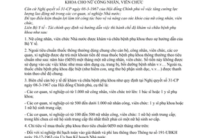 Thông tư liên bộ 07-TT/LB quy định hướng dẫn thi hành chế độ khám chữa bệnh phụ khoa nữ công nhân viên chức