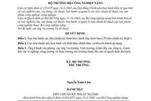 Quyết định  684-KT1 29 tiêu chuẩn ngành