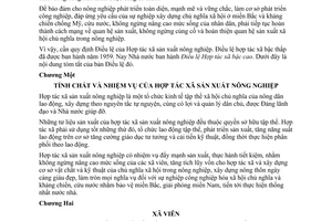 Điều lệ tóm tắt của Hợp tác xã sản xuất nông nghiệp