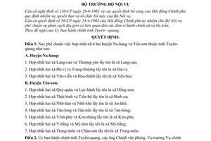 Quyết định 269-NV  phê chuẩn việc hợp nhất xã thuộc tỉnh Tuyên quang