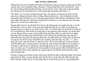 Chỉ thị 48-TTg/VG giữ gìn nâng cao sức khoẻ học sinh