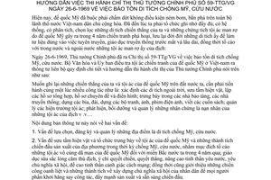 Thông tư liên bộ 184-TT/LB hướng dẫn chỉ thị 59-TTg/VG bảo tồn di tích chống Mỹ cứu nước