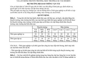 Quyết định 2513-QĐ/PC quy định thời gian nghiệp vụ đi biển và tập sự để dự thi và lấy bằng thuyền trưởng, máy trưởng các tàu đi biển