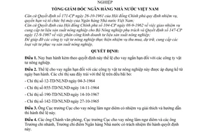 Quyết định 49-QĐ thể lệ cho vay ngắn hạn các công ty vật tư nông nghiệp