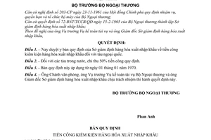 Quyết định 1050-BNgT/KTTV/QĐ duyệt y bản quy định về tiền công kiểm kiện hàng hóa xuất nhập khẩu