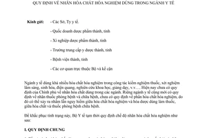 Thông tư 39-BYT/TT nhãn hóa chất hóa nghiệm dùng ngành y tế