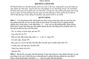Quyết định 258-CP ấn định khoản thu ngân sách địa phương giao nộp nông sản, thực phẩm