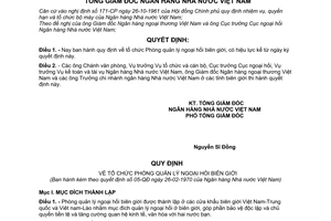 Quyết định 05-QĐ  tổ chức Phòng quản lý ngoại hối biên giới