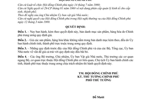 Quyết định 48-CP danh mục sản phẩm, hàng hóa do Chính phủ trung ương quy định giá