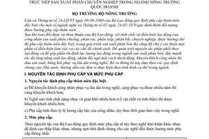 Thông tư 24-TT/TL hướng dẫn chế độ phụ cấp thâm niên đặc biệt công nhân trực tiếp sản xuất phân chuyên nghiệp ngành nông trường quốc doanh