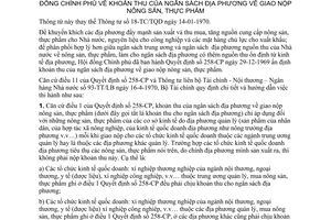 Thông tư 135-TC/TQD khoản thu ngân sách địa phương giao nộp nông sản thực phẩm hướng dẫn Quyết định 258-CP