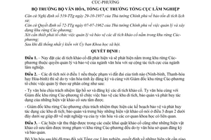 Quyết định 35-QĐ/LB quản lý bảo vệ các di tích khảo cổ nằm trong khu rừng Cúc phương