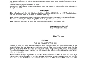 Nghị định 174-CP điều lệ tổ chức thanh tra tài chính