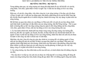 Thông tư liên bộ 51-TTLB tăng cường công tác quản lý đời sống người về hưu, mất sức lao động cư trú nông trường