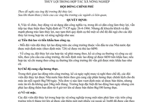 Quyết định 202-CP tạm thời quy định cụ thể chế độ đãi ngộ đội thủy lợi trong hợp tác xã nông nghiệp