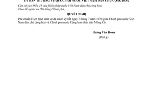 Nghị quyết 1011-NQ/TVQH phê chuẩn Hiệp định Lãnh sự giữa Việt Nam và Mông Cổ