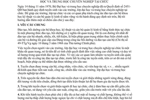 Thông tư 2451-TCh hướng dẫn quy định tuyển sinh trường, lớp đại học trung học chuyên nghiệp tại chức