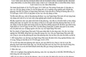Thông tư liên bộ 446-TC/LB bổ sung Thông tư liên Bộ 22-TT/LB cấp phát cho vay vốn xây dựng cơ bản xí nghiệp công nghiệp quốc doanh địa phương