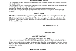 Quyết định1352-VT/QĐ chế độ tạm thời mua, bán xăng theo phiếu lưu động