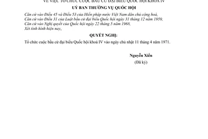 Nghị quyết 1039-NQ/TVQH Tổ chức cuộc bầu cử Đại biểu Quốc hội khoá IV