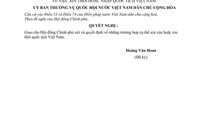 Nghị quyết 1043-NQ/TVQH xin thôi hoặc nhập quốc tịch Việt nam