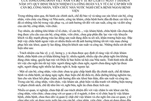 Thông tư liên tịch 12/LB-TT quy định trách nhiệm công đoàn y tế các cấp cán bộ công nhân viên chức Nhà nước nghỉ chữa bệnh ngoài bệnh viện