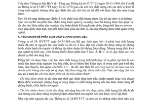 Thông tư 17-BYT/DC phân loại chất lượng dược liệu