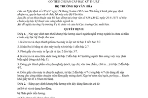 Quyết định 110-VH/QĐ quy định tạm thời khung bậc lương 6 nghề trong ngành in chưa có tiêu chuẩn cấp bậc kỹ thuật