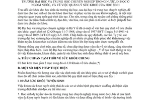Thông tư liên bộ 20-TT/LB khám sức khỏe quản lý tuyển học sinh nghiên cứu sinh trường đại học trung học chuyên nghiệp trong nước đi học ở ngoài nước