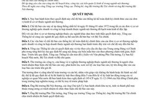 Quyết định 299-TTg  chế độ báo cáo thống kê kế toán định kỳ chính thức các đơn vị kinh tế cơ sở ngành nội thương