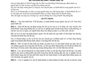 Quyết định 3049-PC/QĐ bản chế độ phục vụ hành khách trong ngành vận tải ô tô