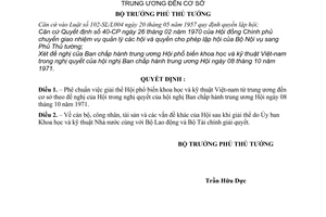 Quyết định 103-BT phê chuẩn việc giải thể Hội phổ biến khoa học kỹ thuật Việt nam từ trung ương đến cơ sở